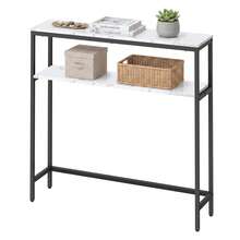 SONGMICS Tavolo Consolle, 80 x 20 x 80,5 cm, Tavolino Stretto con 2 Ripiani - Bianco Jazz - Visualizzare 2