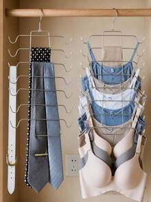 Stainless Steel Clothes Hanger, Foldable Drying Rack, Multi-Functional Underwear Storage Rack, Home Non-Slip 8-Layer Clothes Hanger, Space-Saving Vertical Design, Anti-Wrinkle Hooks For Wardrobe, Closet, Laundry Room, Retail Store, Suitable For Tank Tops, Camisoles, Tie-Up Swimsuits, Tie-Up Dresses And Underwear. Portable Design, Ideal Choice For Dorm And Home Closet Organization - Multicolor - View 4