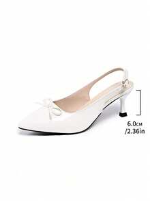 MODA Sandalias de tacón alto de punta elegante con lazo para mujer, zapatos de vestir sexy para fiesta, adecuados para verano, commute, discoteca, boda, fiesta, exterior, disponibles - Blanco - Ver 5