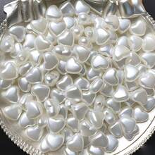 200 buah manik-manik lepas berbentuk hati berwarna putih krem ukuran 9 x 8 mm, dengan efek mutiara, cocok untuk pembuatan perhiasan, gelang, dan manik-manik pemisah. - MultiWarna - View 9