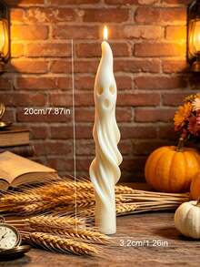1pc Halloween Long Ghost Pillar Scented Candle, Fun Creative Atmosphere Decor, White Mummy Shaped Handmade Soy Wax Candle, Suitable For Halloween Party Home Decor Holiday Gift Candle - 1pc - View 11