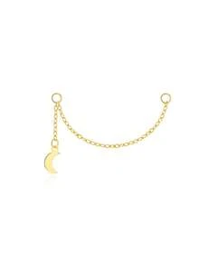 1PC 925 Sterling Silver Dainty Moon Dangle Charm Chain Pendant Convertible Ear Chain Earring Accessory Connector For Daily Wear Girls And Men Party - Gold - View 5