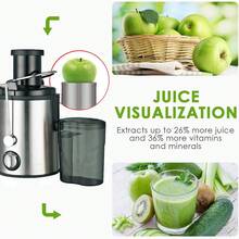 800W High-Power Electric Juicer, Stainless Steel Body, Fruit And Vegetable Extractor With Pulp Separation - US A Type Plug(110-127V) - View 2