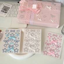 [Back To School]4pcs/3pcs/2pcs/1PC 3 Colors 2 Styles Solid Color Rhinestone Stickers, Including Heart, Bow, Musical Note And Other Geometric Patterns, Suitable For Students' Decoration Cards, Gifts, Notebooks, Diaries, And Can Also Be Used As Gifts - Multicolor - View 3