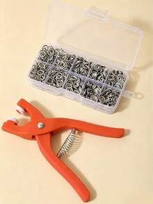 1 Set Metal Snap Fastener Kit With Press Snap Tool And Small Box Of Hollow Rings, Suitable For DIY Hollow Metal Snap Fasteners, Can Be Used For DIY Crafts, Clothing, Hats And Sewing - Multicolor - View 2