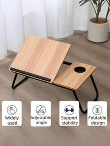 Foldable Bedside Desk, Adjustable‑Angle Tabletop, Equipped With Baffles And Cup Slots, Lightweight And Portable, Stable Support Frame, For Working And Reading In Bed, Multi‑Purpose For Home And Dormitory Use - Multicolor - View 6
