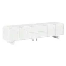 TV Stand, Modern Low TV Cabinet With Rounded Edges, Living Room TV Table, Cabinet With Doors And Drawers, Minimalist Design, Sideboard With Storage - White - View 6