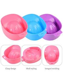 1Pc Nail Soaking Bowl For Cuticle & Hand Skin Care, 3 Colors Pink Purple Blue Soak Bowl, Manicure Accessory Must‑Have For Beginners & Professional Nail Artists, Hand Spa Tool For Home DIY & Nail Salon Use - Multicolor - View 5