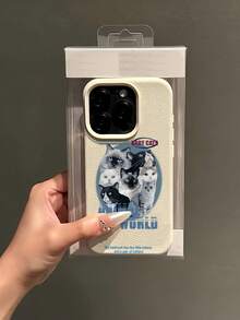 1件 白色貓咪框架極簡個性化 TPU 防震全包覆手機殼，適用於 Apple 18 17 16 15 14 13 12 11 Pro Max Air 及系列 - 彩色 - 查看 4