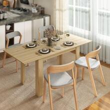 Mesa de comedor extensible, mesa de cocina rectangular, para 6-8 personas, 140-180 x 80 cm, efecto madera natural. - Multicolor - Ver 3