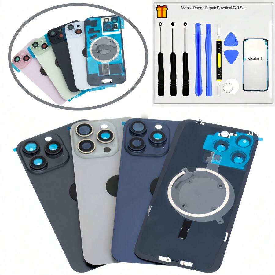 Repair Back Cover Kit Compatible With IPhone 15/15plus/15Pro/15Pro Max Back Glass Battery Cover Free Repair Tools + Sealing Adhesive Strip, For Replacement And Repair