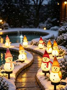 1PC Christmas Outdoor Solar Powered Snowman Ground Stake Light, Lawn Light, Decorative Garden Atmosphere Yard Ground Stake Landscape Decoration Light Suitable For Garden, Lawn, Pathway, Night Scene Lighting Yard Atmosphere Decoration - Multicolor - View 2