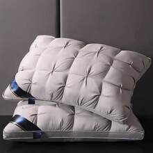 2Pcs Firm Support Pillow Quilted Extra Filled Hotel Quality Pillows Pair - Grey - View 11
