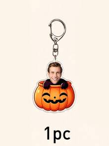 Custom Halloween Photo Keychain, Spooky Bag Charm, Personalized Face Key Chain, Customized Holiday Gift, Customizable Picture Keychain Accessory - Style a - View 10