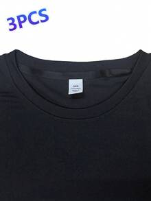 3pcs Solid Color Men's Long Sleeve Sports T-Shirt, Running Fitness Casual Athletic Long Sleeve Crew Neck Men's Base Layer Top, Spring Autumn - Multicolor - View 6