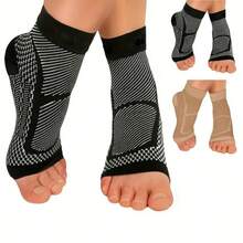 Double Needle Pattern Design Ankle Support Compression Sleeve, With Heel And Arch Support, Made Of Breathable Elastic Fabric, Suitable For Running And Basketball (Single Pack) - Multicolor - View 1