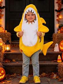 XUMPLO Baby Boys Cute Yellow & White Colorblock Shark Costume, Halloween Outfit, Autumn/Winter - Yellow - View 4