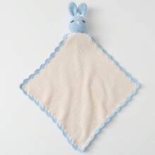 Handmade Crochet Cartoon Rabbit Baby Rattle Comfort Blanket, Skin-Friendly Breathable Baby Companion Plush Doll, Newborn Comfort Handkerchief, Infant Bib, Fabric Doll - Multicolor - View 10