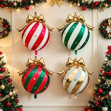 Christmas Bow & Colorful Ball Foil Balloon Set, Suitable For New Year, New Year's Day, Christmas, Birthday, Home, Window Display, Photography Decoration - Multicolor - View 3