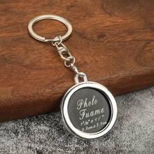 1pc Minimalist Fashion Photo Frame Keychain, Casual Couple Daily Wear Mini Photo Frame Alloy Keychain, Ideal Gift For Friends, Lovers, Everyday Accessory For Clothes, Bags, Phones Gifts For Mother, Father, Graduation, And Teacher - Silver - View 2