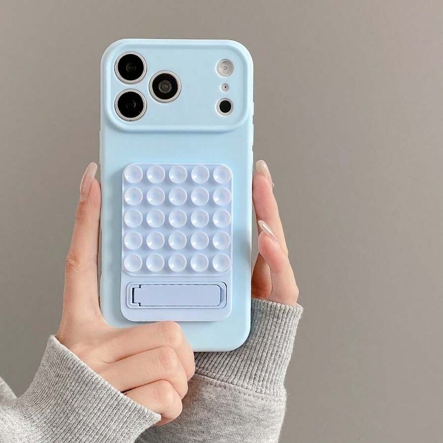 Order And Follow Store To Get Free Lanyard Phone Case, Keyboard Stress Relief Suction Cup With Built-In Stand Full Coverage Liquid Silicone Phone Protective Case + Lanyard Phone Case / Compatible With Apple 18PROMAX/18PRO/17PROMAX/16promax/15promax/14promax/13promax/12promax/11promax/ Compatible With Xiaomi/Honor/ - Baby Blue - View 1