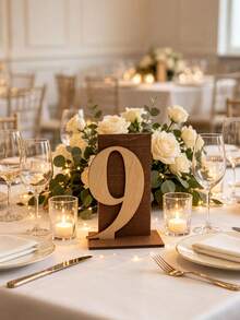 1-20 Rustic Wooden Table Number Signs, Arched Handwritten Style Wedding Reception Seat Number Plates, Farmhouse Style Banquet Bridal Shower Party Table Centerpiece Decor - Multicolor - View 5