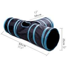 1 Peça Túnel de Gato Premium de 4 Vias, Design Extra Longo, Brinquedo Dobrável Grande. Túnel Espaçoso para Animais de Estimação, Adequado para Coelhos, Gatinhos e Gatos Adultos. - Multicolorido - Visão 2
