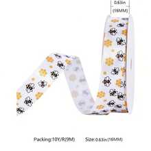 10 Yards/Roll Bee Satin Ribbon, Bee Day Decorative Ribbon, Floral Bee Striped Polka Dot Yellow Ribbon, Multiple Widths, For Gift Wrapping, DIY Crafts, Gift Wrapping Bows, Party Decoration, Christmas, Halloween - Multiple Styles - View 8