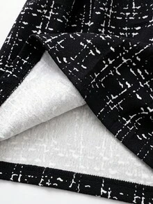 Purechapter 2pcs Tween Girls Fashion Elegant Colorblock Contrast Patchwork Open Front Lapel Collar Shirt And Bow Skirt Set, Spring/Autumn - Black - View 8