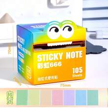 105pcs Cute Gradient Pull-Out Sticky Notes, Green, Rainbow And Pink, Pearl Transparent Material, Multiple Tones, With Storage Box, Suitable For Notes, Desk Organization, Birthday Gifts Or Party Favor Bags - Multicolor - View 17