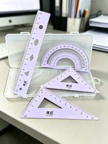 Multifunctional Geometric Ruler Set, Protractor, Triangle Ruler, Straight Ruler, Manual Measurement And Drawing Tools With Storage Box, Suitable For School DIY Woodworking, Learning Assistance, Student Supplies And Back To School Season - View 6