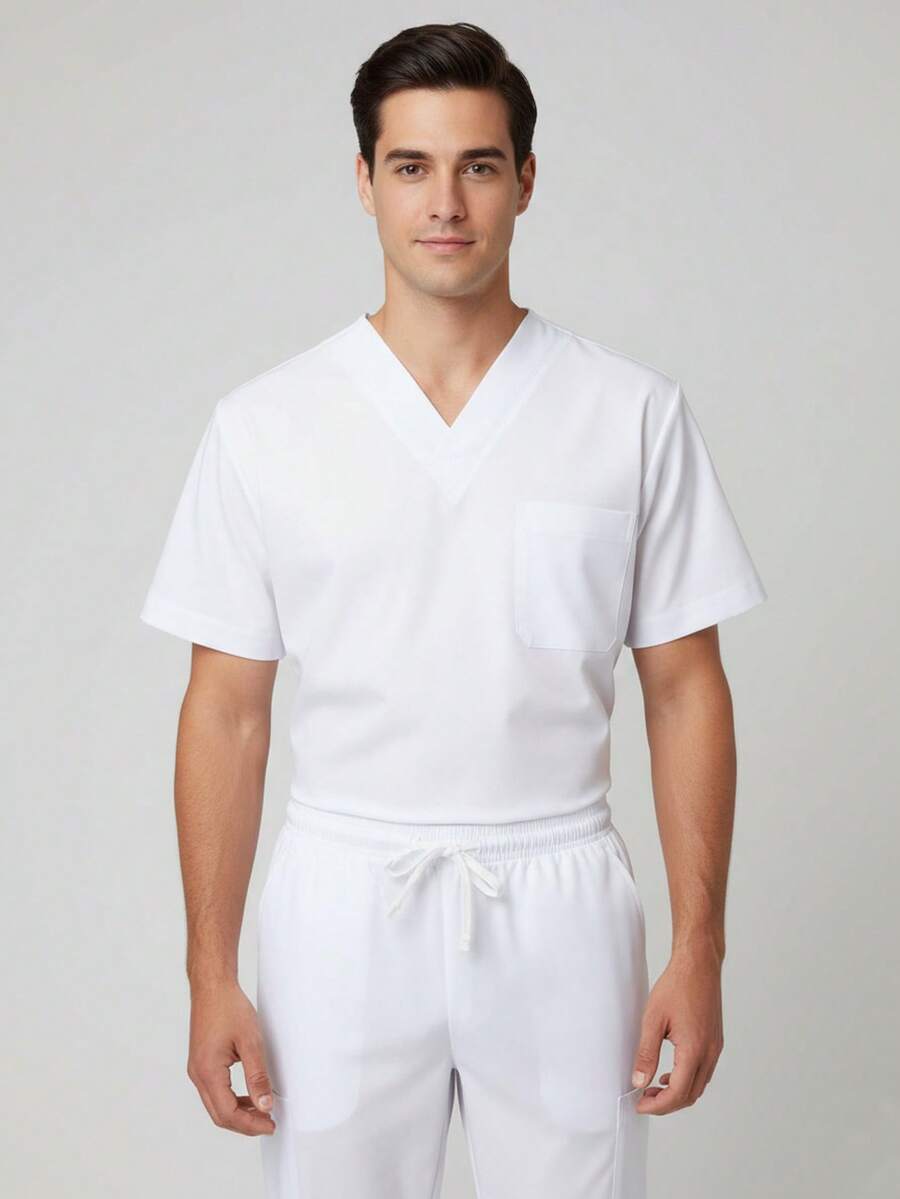 Uniforme Quirurgico Repelente Todo Regular Bolsillo modelo Valentin para Caballero - Blanco - Ver 1