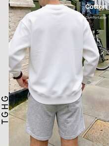 Men's Crew Neck Long Sleeve Lightweight T-Shirt T-Shirt, Decorated With Angel Graphic And Black Text - White - View 2