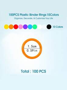 100PCS 15/20/28mm Random Color Loose Leaf Binder Rings, Colorful Plastics Loose Leaf Book Rings Book Notebook Paper Ring Clips For Flashcards Index Cards Keychain Key Ring For School Office Home - 100pcs - View 3