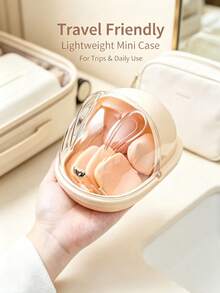 1PC/4PCSPortable Flip‑Lid Makeup Sponge Storage Case, Dust‑Proof Cosmetic Puff Organizer Box, Transparent Visible Cover Design, Holder For Makeup Sponge And Makeup Puffs, Compact Storage Container For Desktop Vanity And Outdoor Travel Use - Multicolor - View 5