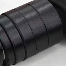 1 Roll Of Polyester Ribbon, Black Ribbon Ribbon, Gift Box Decoration Ribbon, Bow DIY, Floral Decoration, Rose Material, Wedding And Party Decoration, Suitable For Holiday Parties, Birthday Parties, Gift Packaging, Handicrafts, Wedding Dec, Christmas - 1pc Black - View 6