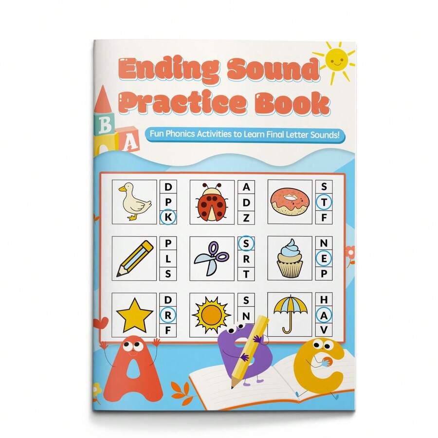 Ending Sound And Alphabet Letter Find Practice Book, Fun Phonics Activities To Learn Final Letter Sounds, Spot Trace And Color Letters A To Z, Great Workbook For Home School And Travel - Alphabet Book - View 1