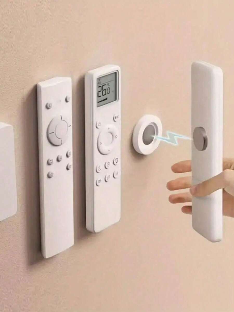 1/3/5pcs Magnetic Remote Control Holder, Self-Adhesive No-Damage Wall-Mounted Remote Control Storage Hook, Suitable For Living Room, Bedroom, Kitchen Remote Control And Charger Storage Wall Organizer, Home Storage, Back To School Dorm Essential Accessory