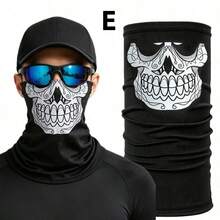 1pc Skull Print Ice Silk Sun Protection Face Mask, Windproof Breathable Magic Bandana, Cycling Motorcycle Outdoor Sports Face Cover, 5 Colors Available - Multicolor - View 3