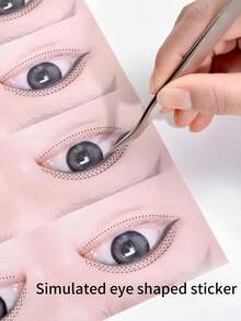 2 Sheets/8 Pairs, Simulated Eye Shaped False Eyelash Practice Stickers, Eyelash Grafting Practice Cardstock, Specialized Training Tool For Eyelash Beauty For Novice Simulated Eye Learners - Multicolor - View 3