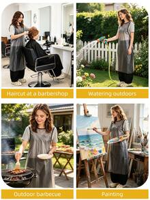 Transparent Waterproof Hair Salon Apron, PEVA Sleeveless Hairdressing Cape, Suitable For Haircutting, Dyeing, Styling, With Black Trim, Neck Protection Design, Suitable For Hairstylists And Home DIY, Unisex - Multicolor - View 10
