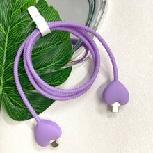 4pcs Heart Apple 15/16 Data Cable Protector Silicone Charging Cable Double Small Head Cable Sleeve Anti-Breakage Cable Organizer - Multicolor - View 9