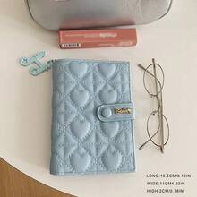 Quilted Heart-Shaped Passport Wallet With Musical Note Charm, Multi-Card Slots Travel Bag For Women - Multicolor - View 5