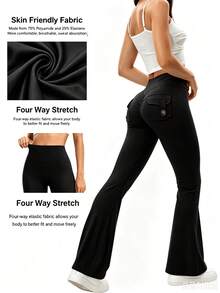 3PCS  Womens Fashion Casual Minimalist Butt-Lifting Peach Shaping Elegant Streetwear Retro Slimming Cute Youthful Campus Classic Leg-Lengthening Set - 3Pcs Black - 查看 4