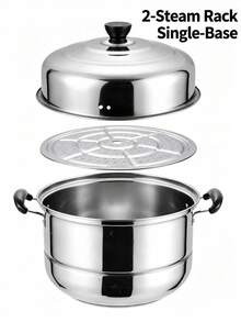 2/3 Tier Stainless Steel Steamer Pot With Lid, Multi-Function Soup Pot For Steaming And Boiling, Home Kitchen Steamer For Fish, Meat, Vegetables, Dumplings, Compatible With Induction And Gas Stoves - View 11