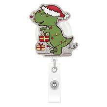 1PC Christmas Dinosaur Acrylic Retractable Badge Holder Clip Cute Holiday Decoration - Multicolor - View 3