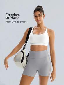 Tender Angel Non-Removable Padded Criss-Cross Back Yoga Running Training Sports Tank Top White - White - View 2