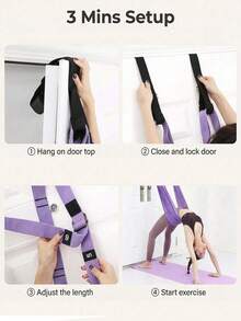 1pc Aerial Yoga Hammock Home Backbend & Forward Bend Trainer Yoga Rope Door-Mounted Inversion Strap Stretching Resistance Band - Multicolor - View 4