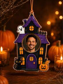 Dekorasi Gantung Halloween Foto Kustom, Liontin Rumah Hantu , Dekorasi Pohon Rumah, Kenang-kenangan Wajah yang Dipersonalisasi, Dekorasi Ruangan Musim Gugur, Hadiah Liburan Kustom, Cocok untuk Keluarga dan Teman, Dekorasi Halloween yang Dapat Disesuaikan, Gantungan Tas, Dekorasi Rumah - Gaya B - View 5