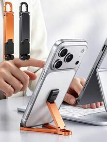 Portable Foldable Phone Stand, Mini Keychain Phone Holder With Spring Clip, Compact Travel Support Stand, Compatible With All Smartphones Under 20.32cm, Ideal Office Accessory, Travel Accessory, Perfect Birthday Gift For Friends And Family, College Essential - Multicolor - View 1